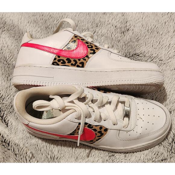 Nike Air Force 1 Youth 5.5 Leopard W/ Pink Nike‎ Logo - Picture 3 of 10